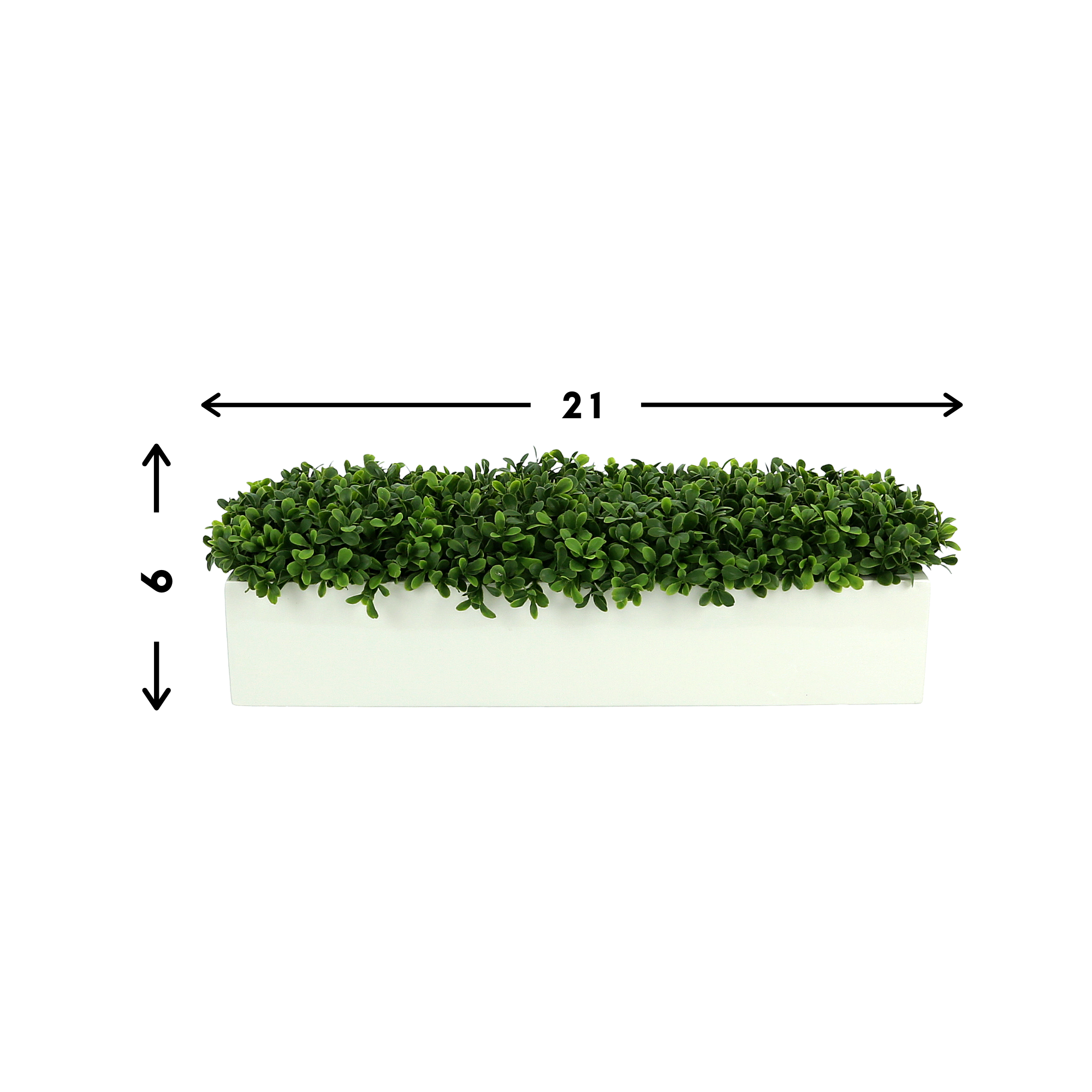 Boxwoods Arranged In A White Rectangular Planter Faux Plants